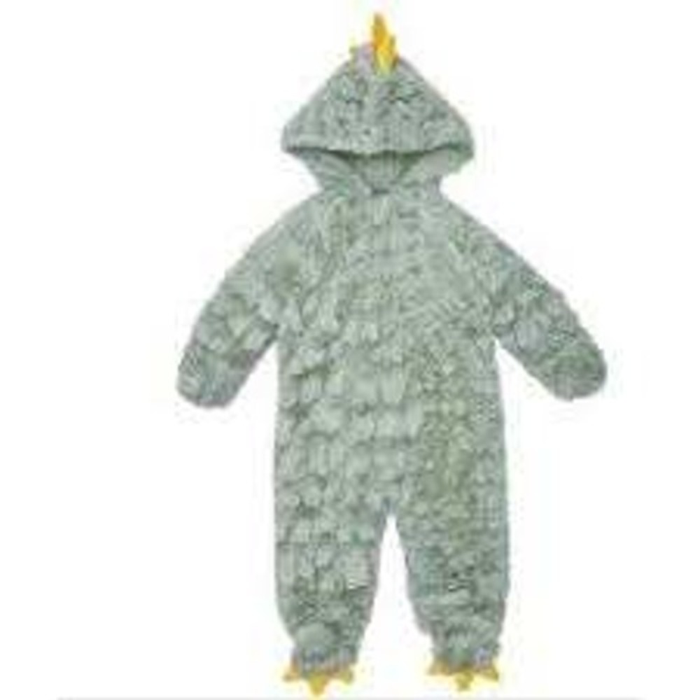 Koala Baby Dinosaur Hooded Zip Suit Sage Green Faux Fur 9-12 Months Cozy Outer